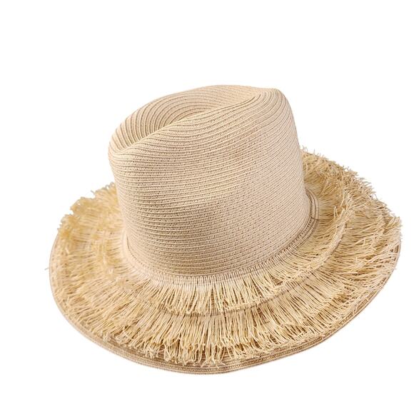 San Diego Hat Company Womens Fringed Brim Straw Hat One Size Adjustable Tan - Picture 2 of 8